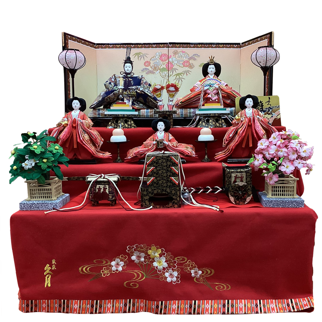 久月　刺繍毛せん三段五人飾り