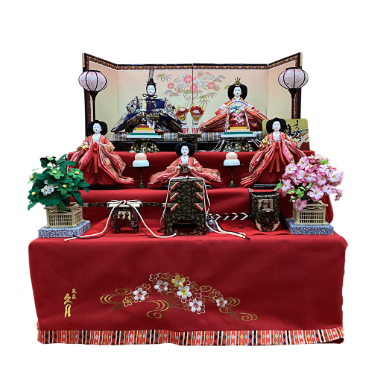 久月　刺繍毛せん三段五人飾り