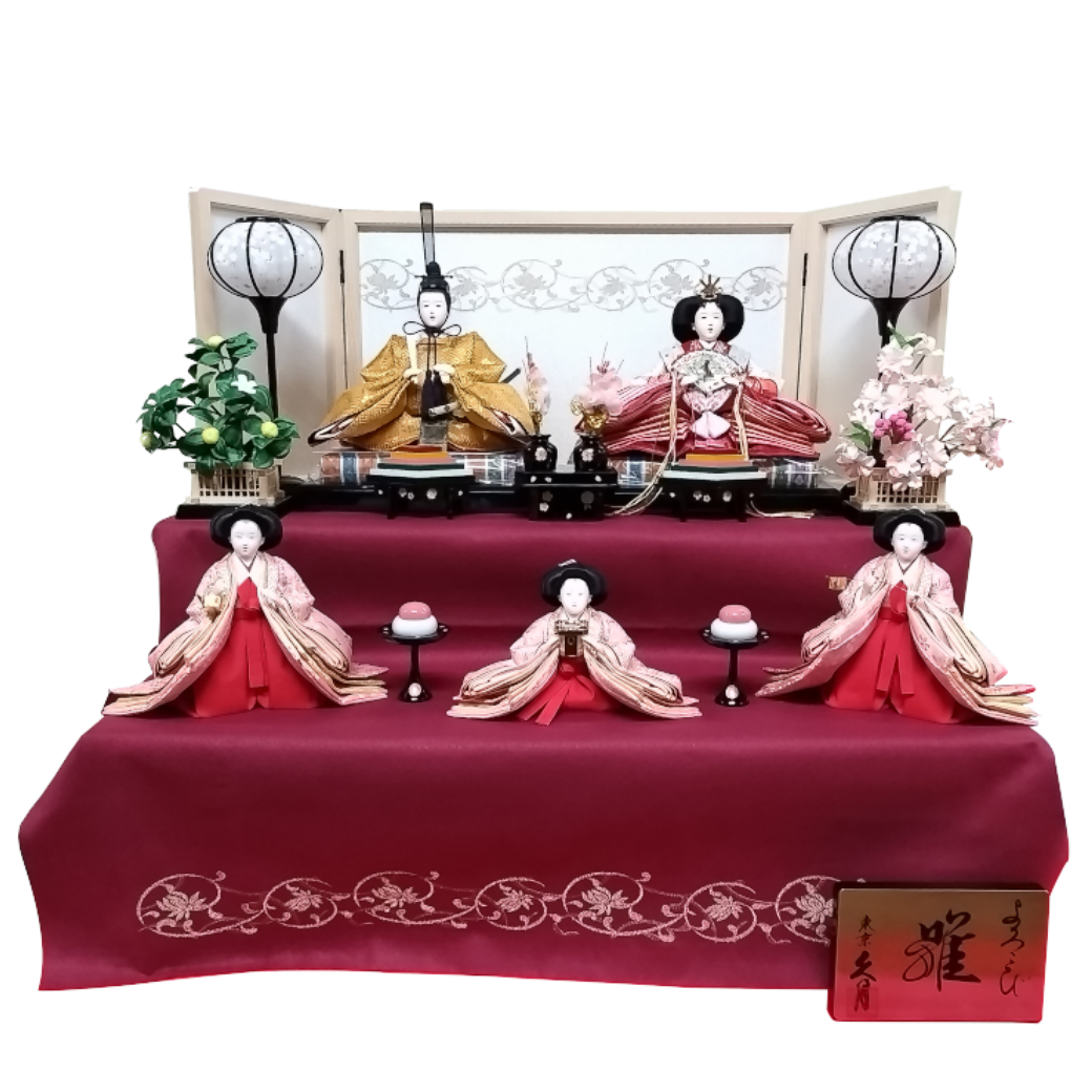 久月　よろこび　毛せん二段五人飾り