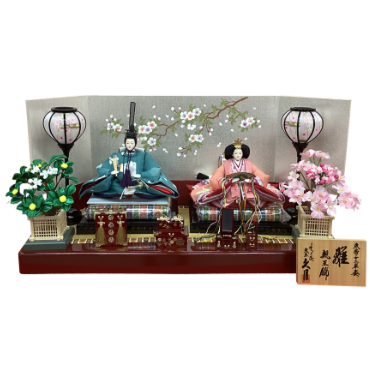 久月　桜模様屏風　親王飾り