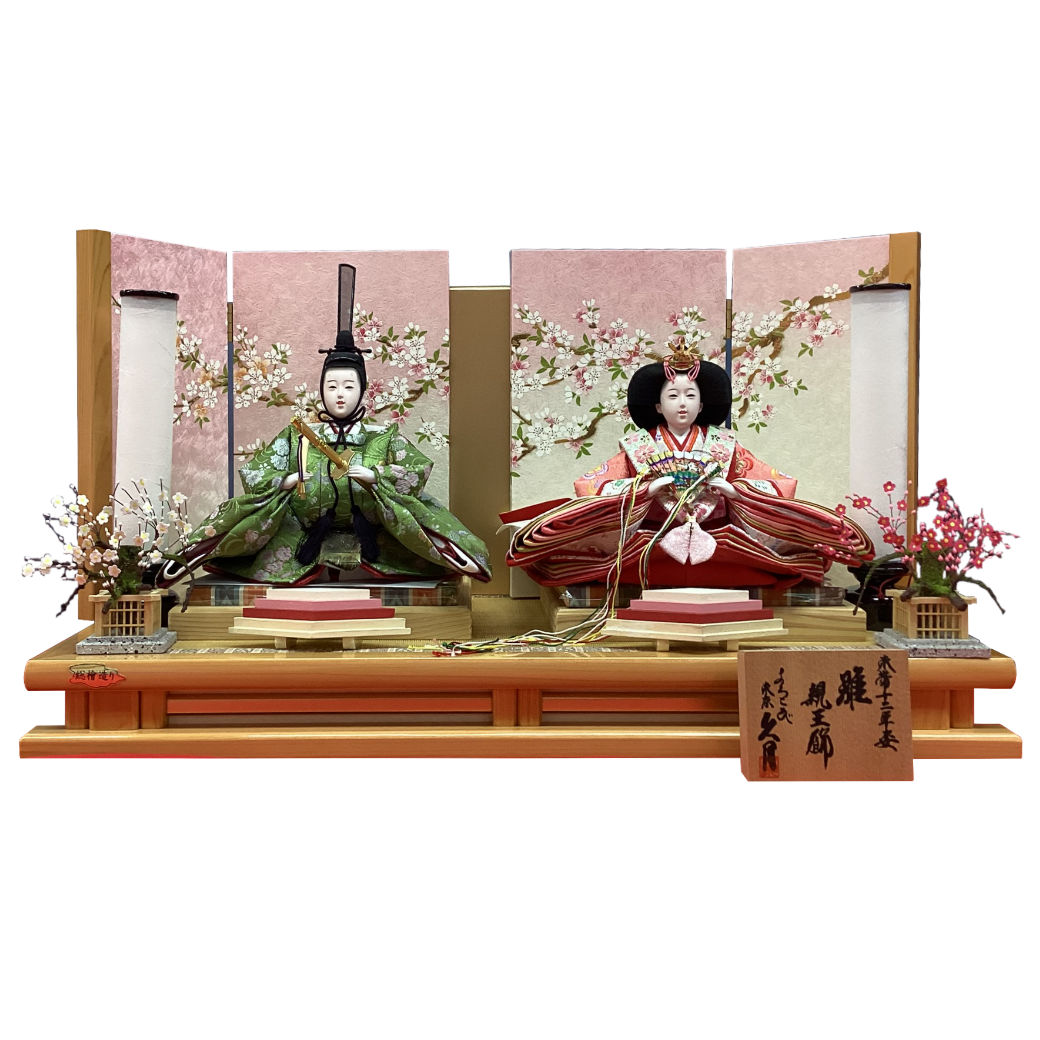 久月　総桧台屏風　親王飾り