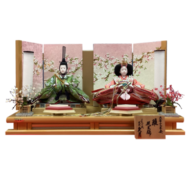 久月　総桧台屏風　親王飾り