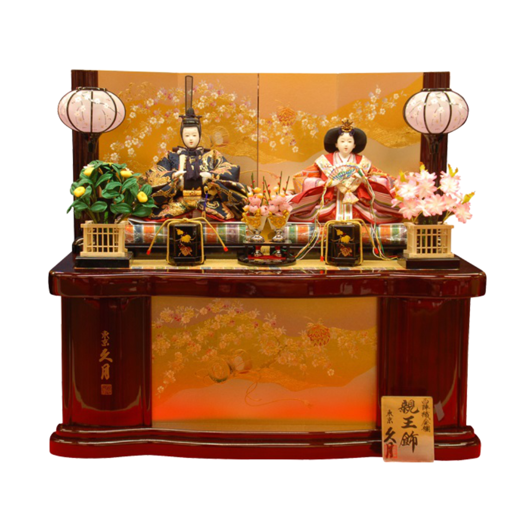 久月　西陣織金欄収納　親王飾り