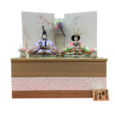 久月　桜に鶴屏風収納　親王飾り