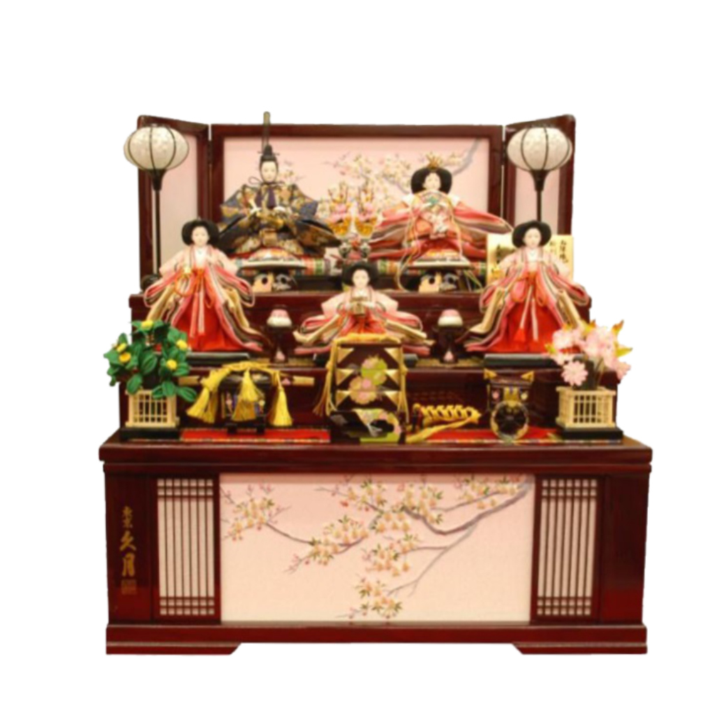 久月　皇雅雛収納　三段五人飾り