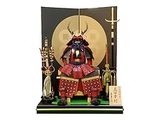 東玉監製　真田幸村公鎧　六文銭二曲屏風槍付平飾り